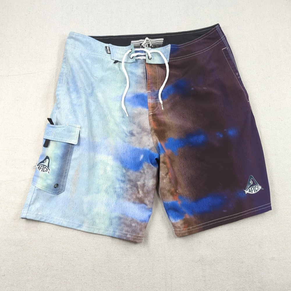 AFTCO Shorts Mens 36 Blue Fishing Performance Outdoor Stretch Cargo
